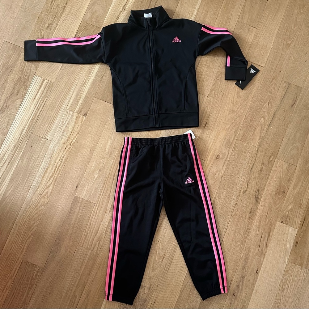 Adidas Black Tracksuit with Pink Accents
